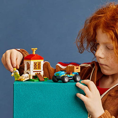 LEGO 60344 City Farm Hühnerstall, Bauernhof Spielzeug für Kinder ab 5 Jahre mit Tierfiguren, Quad und Bäuerin-Minifigur