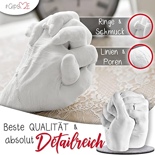 GipsME 3D Handabdruck Set für Paare - Gipsabdruckset - Partner und Pärchen Geschenke für Frauen und Erwachsene als Hochzeitstag, Jahrestag-Geschenk für Sie und Ihn, Weihnachtsgeschenke für Frauen