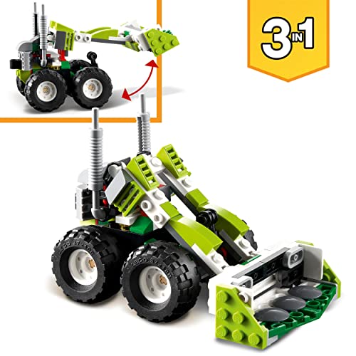 LEGO 31123 Creator 3-in-1 Geländebuggy, Quad, Kompaktlader, Spielzeug-Fahrzeuge für Kinder ab 7 Jahre, Bagger, Spielzeugauto