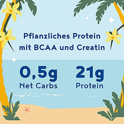 Vegan Muscle® Protein Shake - Vanille - Pflanzliches Proteinpulver mit 21g Eiweiß, BCAA und Creatin - 600g Pulver