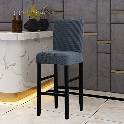 LANSHENG Bar Stuhlhussen, Stretch Abnehmbarer waschbarer Stuhl Schonbezug für Short Swivel Dining Chair Rückenlehne Barhocker Stuhl (Grau,2 Stück)