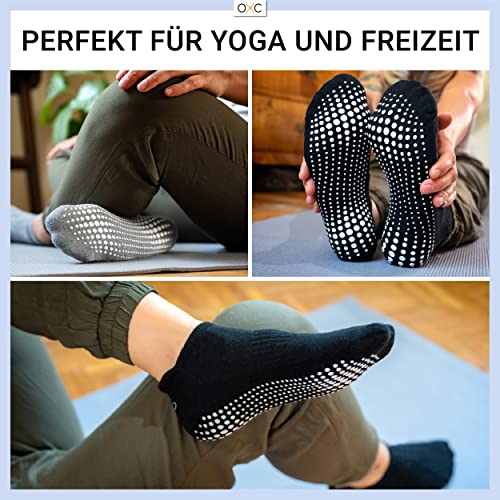 Occulto Yoga SOCKEN für Damen und Herren mit NOPPEN (2-4 Paar), YOGASOCKEN, STOPPERSOCKEN Damen Herren, ANTIRUTSCHSOCKEN Pilates, Yoga 39-42 2 Paare | Schwarz-Grau