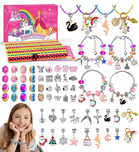 Mädchen Geschenke 6 7 8 9 10 11 Jahre, Charm Armband Kit DIY Spielzeug Basteln Mädchen 4 5 6 7 8 9 Jahre Geschenke für Mädchen Weihnachtsgeschenke für Mädchen Geschenk Geschenke 5-12 Jahre