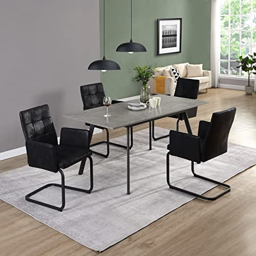 B&D home Esstisch ausziehbar, ausziehbarer Küchentisch für 4-6 Personen, Holztisch, Metallgestell Grau, für Esszimmer, Küche, Skandinavische Design, 120-160x80 cm, Beton Optik