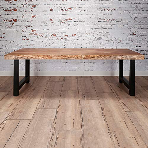 Esstisch Baumstamm 240 x 100 cm Baumkante Akazie Massivholz Dinnertisch Esszimmertisch