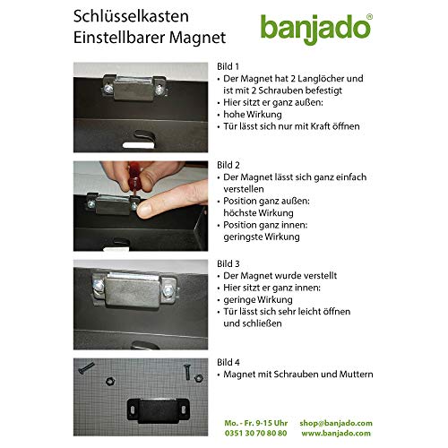 banjado® Design Schlüsselkasten aus Edelstahl mit Motiv Schlüssel für 10 Schlüssel - Schlüsselschrank zur Schlüssel Aufbewahrung 24 x 21,5 x 7cm groß mit praktischem Magnetverschluss