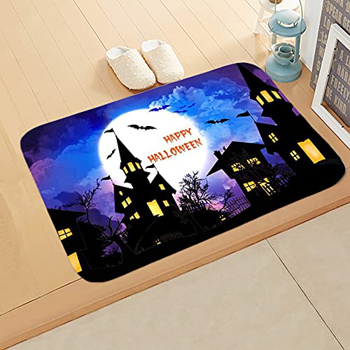 Yaclonq Halloween Fußmatte Welcome Mat Halloween Kürbisse Dekorative Fußmatte, saisonale Herbst Halloween Party Niedrige Profil-Bodenmatte Schalter Matte für Innen Außen 60 cm (B) x 40 cm (L) Größe 5