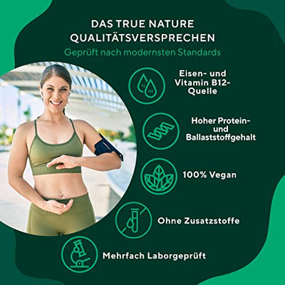 Bio Spirulina Presslinge - 600 Tabletten (500mg) - 6.000mg Hochdosiert - Reine Spirulina Algen aus kontrolliert biologischem Anbau - Vegan, Laborgeprüft - TRUE NATURE®