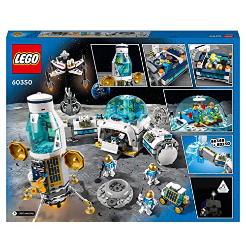 LEGO 60350 City Mond-Forschungsbasis Weltraum-Spielzeug aus der LEGO NASA Serie mit Astronauten-Minifiguren, Geschenk zu Weihnachten für Mädchen und Jungen ab 7 Jahre