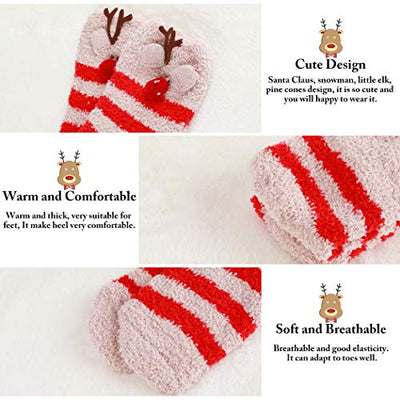 Joyibay 4 Paare Weihnachtssocken, Atmungsaktiv Weihnachten Socken Damen Warme Wintersocken mit Geschenkbox Socken Kuschelsocken für die Weihnachtszeit