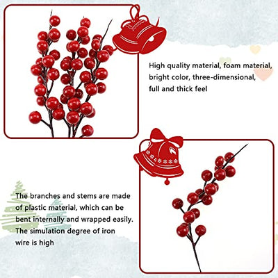 Weihnachtsdeko 15 Stück Künstliche Rote Beeren Groß Beerenzweig 26 cm Lang Christbaumschmuck Weihnachten Picks Künstliche Holly Beeren für Weihnachtsbaum Dekor Blumenkranz DIY Handwerk (Weinrot)