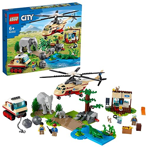 LEGO 60302 City Wildlife Tierrettungseinsatz Tierarzt Spielzeug für Jungen und Mädchen ab 6 Jahren mit Hubschrauber