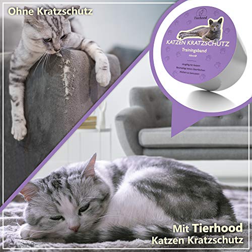 Tierhood Kratzschutz für Türen, Möbel und Wände [Selbstklebend] Hund & Katze Kratzfolie - Kratzschutz Sofa - Fensterschutz Katze - Anti Kratz Folie - Schutzfolie Tür - Sofa Schutz - Katzenschutz