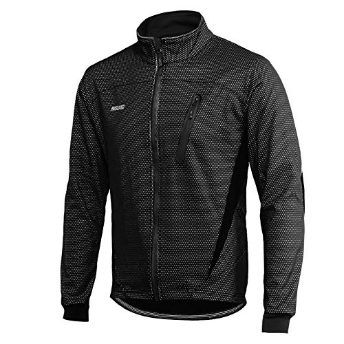 ARSUXEO Radjacke Herren Winter Thermal MTB Bike Jacke Softshell Mantel für Wasser- und Winddicht 16H Schwarz L