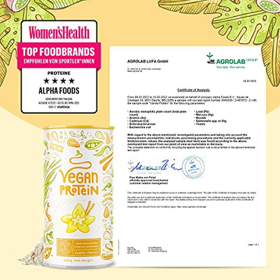 Vegan Protein - VANILLE - Pflanzliches Proteinpulver aus gesprossten Reis, Erbsen, Sojabohnen, Leinsamen, Amaranth, Sonnenblumen- und Kürbiskernen - 1,2kg Pulver