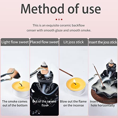 YYW Backflow Incense Burner, Handmade Waterfall Backflow Incense Burner Incense Holder for Home Office Bedroom Yoga Decoration with 10 Pcs Free Cones (Lotus Leaf)