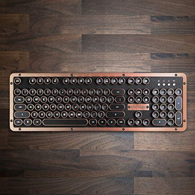 Azio Classic Retro-Tastatur Artisan, mechanische Schreibmaschinen-Tastatur, Steampunk-Tastatur mit Bluetooth, kabellos, beleuchtete Tasten, Vintage Look