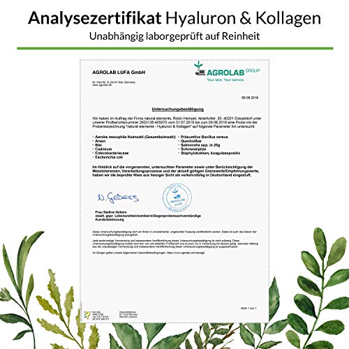 Hyaluronsäure Kollagen Komplex - 180 Kapseln - Angereichert mit Biotin, Selen, Zink, Vitamin C aus Acerola & Bambusextrakt - Laborgeprüft