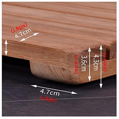 ZXCVBAS Rechteckige Holzbadematte,Mehrzweck -Bambus -Badematte,Holzduschmatten, Bambusholz -Badematte Für Badezimmer Und Haustür, Modernes Bauernhaus Bademat Dekor, Anpassbar,75x120cm/30x47in
