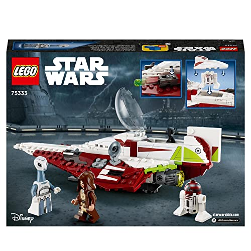 LEGO 75333 Star Wars Obi-Wan Kenobis Jedi Starfighter, Spielzeug zum Bauen mit Taun We, Droidenfigur und Lichtschwert, Angriff der Klonkrieger Set