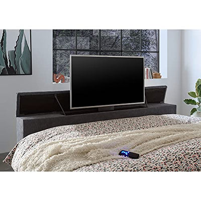 DENVER 6 Boxspringbett 180x200 elektrisch verstellbar, Anthrazit - Bequemes Doppelbett mit motorisierter TV-Halterung - 202 x 123 x 240 cm (B/H/T)