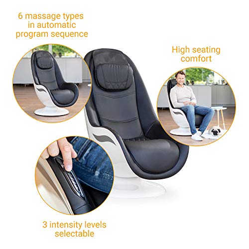 medisana RS 650 Lounge Chair, Massagestuhl mit 6 verschiedenen Massagearten und Nackenmassage, Schwedische Massage mit 3 Intensitätsstufen und USB-Ladeanschluss