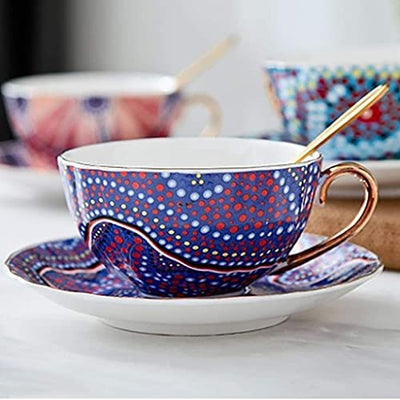 YANJ China Keramik Tee-  Stil Kaffeetassen, Set von 4 Tee-Sets für Zuhause, Restaurantsisplay & Weihnachtsgeschenk, Tee-Set Geschenk