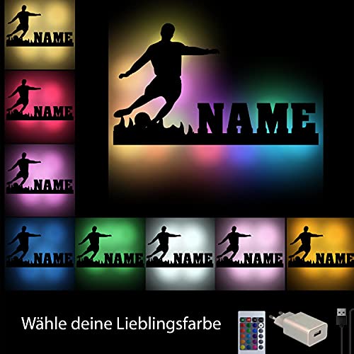 LED Kicker Fussball mit Name, Geschenke für Bundesliga Fußball-er Jungen Jungs Vereine Trainer Spieler zum Geburtstag