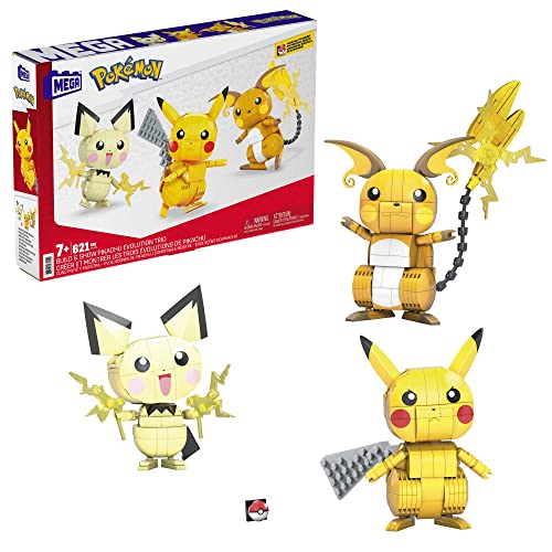 MEGA Construx GYH06 - Pikachu Evolutionsset, Bauset mit 621 Bausteinen, Spielzeug ab 7 Jahren