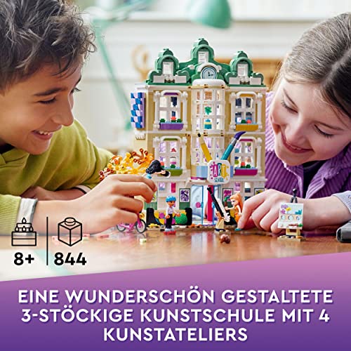 LEGO 41711 Friends Emmas Kunstschule, Heartlake City Schule mit 3 Mini-Puppen, Spielzeug für Mädchen und Jungen ab 8 Jahren, Puppenhaus, Geschenk zu Weihnachten