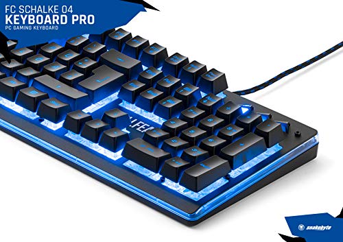 snakebyte S04 Pro Gaming Tastatur (PC) - Offiziell lizenzierte FC Schalke 04 Pro Gaming Tastatur / 26 Tasten Anti-Ghosting / 10 Mio Tastenanschläge / LED-Beleuchtung (7 Farben) / QWERTZ - DE Layout