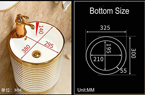 Waschbecken Gold Stilvolle runde Standwaschbecken Keramik-Badezimmer-Waschbecken mit Ständer Standwaschbecken