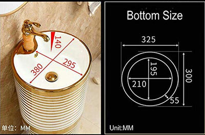 Waschbecken Gold Stilvolle runde Standwaschbecken Keramik-Badezimmer-Waschbecken mit Ständer Standwaschbecken