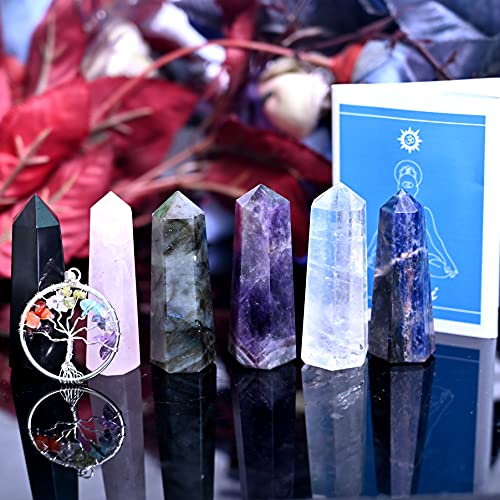 KACHVI Heilkristalle| Kristalle und Edelsteine heilen| Kristalle Set| Chakra Kristalle Set| Heilkristalle Geschenkset| Naturheilsteine Set | Reiki Kristalle für heilende | Crystal Geschenke Set VON 6