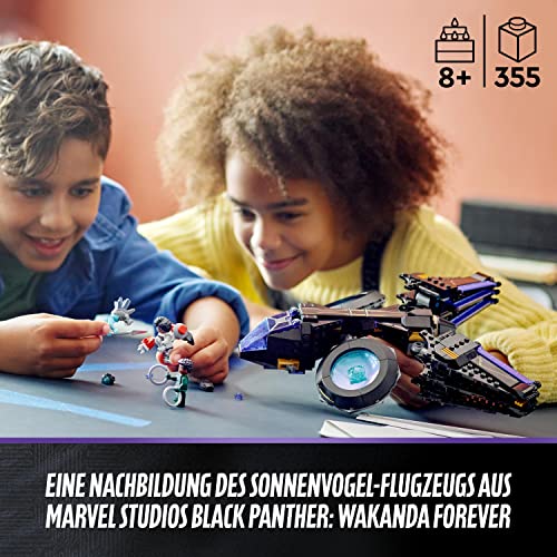 LEGO 76211 Marvel Shuris Sonnenvogel, Black Panther Spielzeug zum Bauen, Luftschiff für Kinder, Wakanda Forever Set, Avengers Superhelden Geschenk