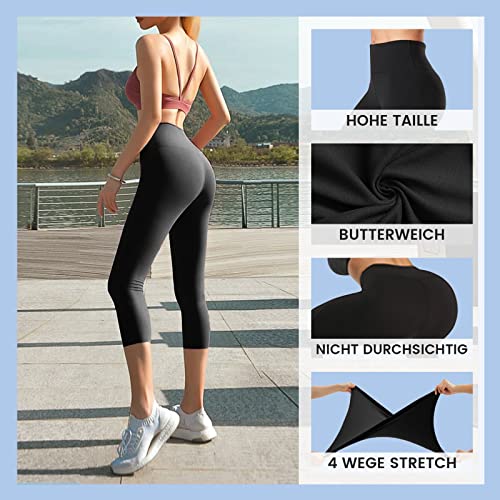 TNNZEET 3er Pack Leggings Damen High Waist Schwarz Leggins Blickdicht für Sport Gym(Schwarz/Schwarz/Schwarz,L-XL)