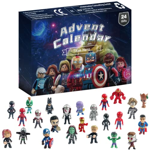 Adventskalender 2022 Kinder,Avengers Adventskalender,Adventskalender zum befüllen 24 PCS Hero Adventskalender 2022 Männer Countdown Kalender Weihnachts spielzeug