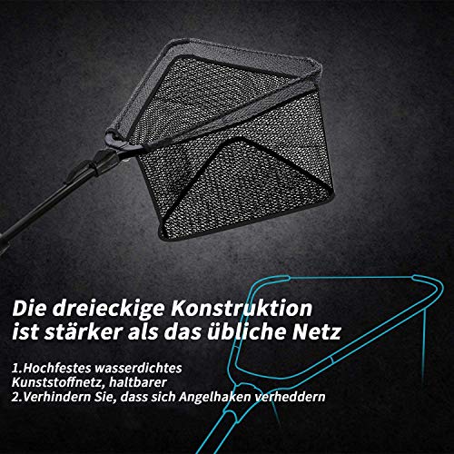 SANLIKE 110 cm Kescher Angeln, Teleskop-Kescher, Unterfangskescher Angelkescher mit Faltbare Fischernetz Angelzubehör Kescher Watkescher Fischernetz Faltbares Zum sicheren