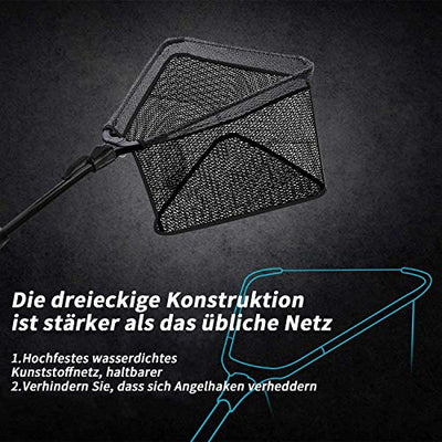 SANLIKE 110 cm Kescher Angeln, Teleskop-Kescher, Unterfangskescher Angelkescher mit Faltbare Fischernetz Angelzubehör Kescher Watkescher Fischernetz Faltbares Zum sicheren