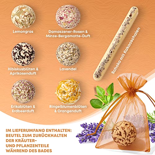 7 Badekugeln - Badebomben Geschenkset mit Vitamin C - MADE IN GERMANY - BIO - Vegan - Wellness-Badezusatz-Set - Geschenke für Frauen - Weihnachtsgeschenke