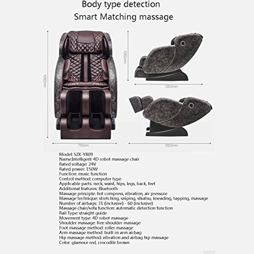 Szk-y809 4D Massagestuhl - Professioneller Relax-Shiatsu-Sessel, Schwerelosigkeit, Wärmesystem Kn Knetmassage-Sofasessel Älteres Büro Automatisch,Red