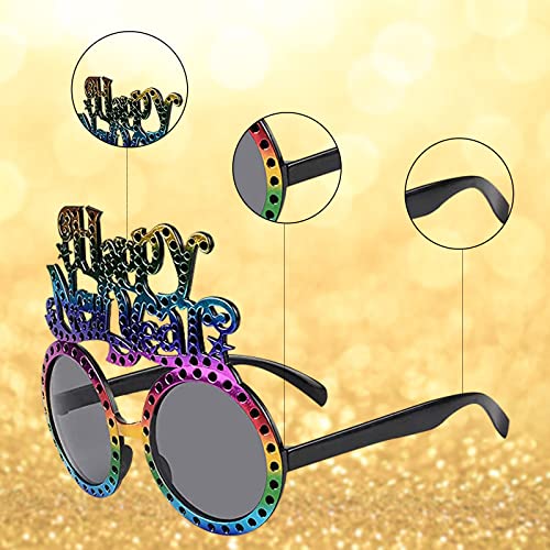 4 Paar Frohes Neues Jahr Brillen, 2023 Happy New Year Partybrillen, Silvester Deko, Glitzer Foto Requisiten Brille, Silvester Dekorationen Party Brille Neues Jahr für Silvester Party Dekoration