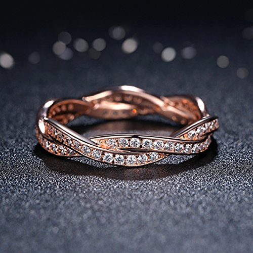 Presentski Zirkonia 925 Sterling Silber Rose Gold Hochzeit Ring für Ewigkeit Frauen Damen Mädchen