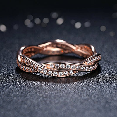 Presentski Zirkonia 925 Sterling Silber Rose Gold Hochzeit Ring für Ewigkeit Frauen Damen Mädchen