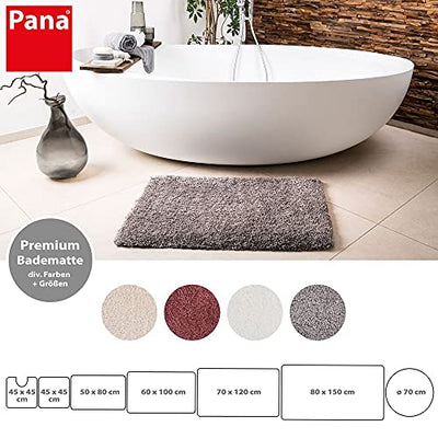 PANA Vienna Premium Badematte • Hochfloor Badvorleger • Duschvorleger • WC-Teppich • rutschfest • saugstark • Größe: 80 x 150 cm • Farbe: Grau