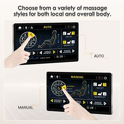 SUFUL Massagesessel Ganzkörpermassage, Zero Gravity Shiatsu Massagestuhl Elektrisch mit Wärmefunktion,145CM Extra Lange Massageschiene und 3D-Massagerolle,Bluetooth-Lautsprecher(Gold)