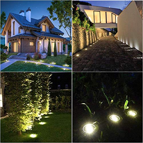 12er Solar Bodenleuchten , Solarlampen für Außen , 8 LED Gartenleuchten Solar, IP65 Wasserdicht Solarlampe Garten , Solarleuchten Garten für außen, Terrasse, Rasen, Hof-(Warmweiß )