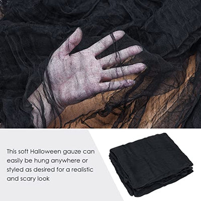 Wzone Halloween Gruselige Schwarz Tuch 215 x 500 cm (84 x 197 in), Schwarz Cover Gaze für Gothic Dekoration, Super Große Gruselige Tuch für Halloween Haunted Hause Party Cover Decorations