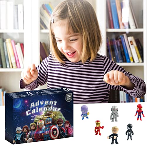 Adventskalender 2022 Kinder,Avengers Adventskalender,Adventskalender zum befüllen 24 PCS Hero Adventskalender 2022 Männer Countdown Kalender Weihnachts spielzeug