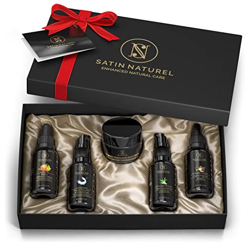 Luxuriöses Anti Aging BIO Geschenkset Frauen 5x30ml - Geschenke für Frauen - Hyaluron Serum, Hyaluron Creme, Aloe Vera Gel, Vitamin C,AE Serum, Arganöl - Weihnachtsgeschenke für Frauen, Freundin